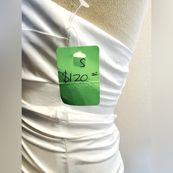 NWT White Satin Strapless Cocktail Dress, size Small - Picture 8 of 10